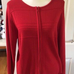 Christopher and Banks Red front zip Sweater Size Large